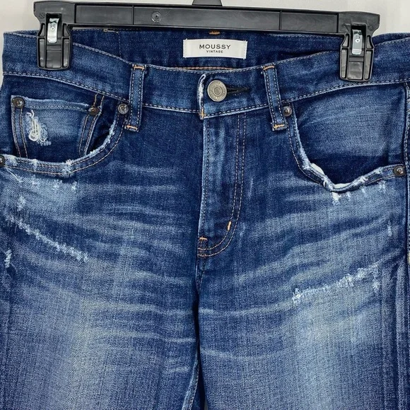 Moussy Vintage Lancaster Mid-Rise Distressed Skinny Cropped Jeans Size 27 - Picture 4 of 14
